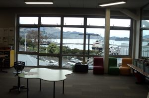 Teaching areas are open and spacious, with views across Lyttelton Harbour