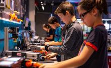 Students engaging in STEAM activities