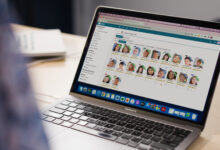 Laptop screen with school management system running