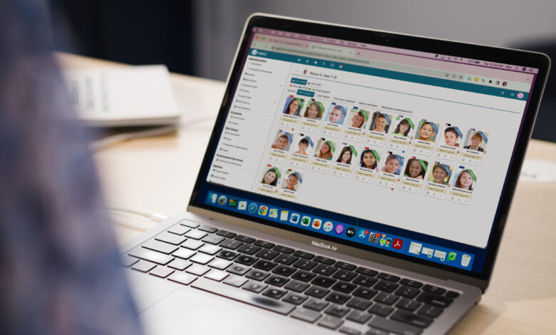 Laptop screen with school management system running