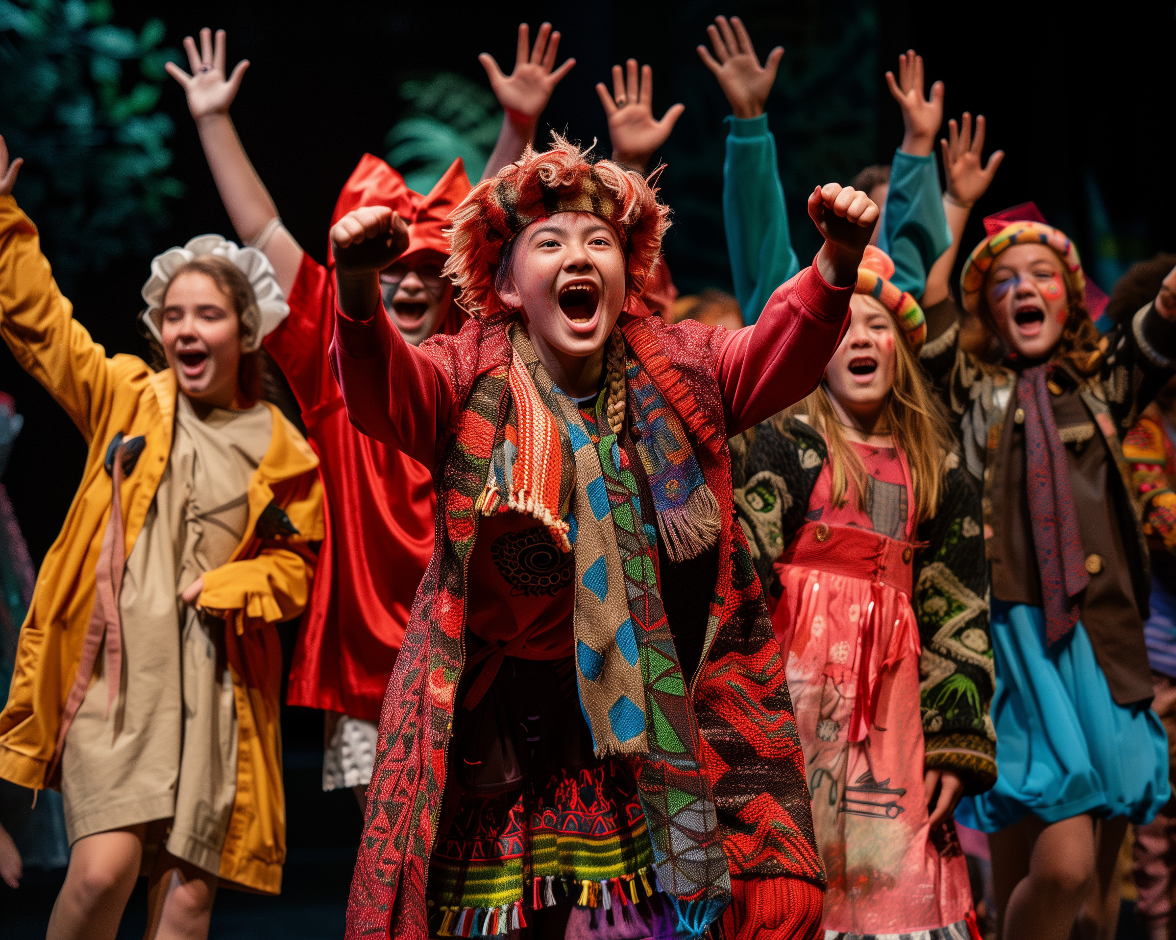 Children in costume performing for an audience