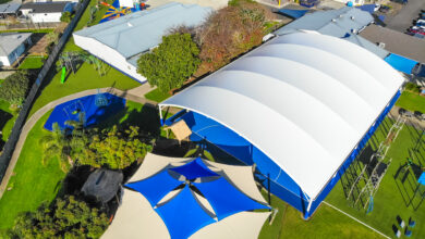 Large shade canopy at a school