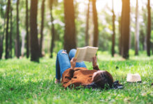 Woman reading in the park