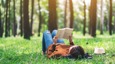 Woman reading in the park