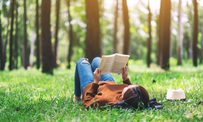 Woman reading in the park